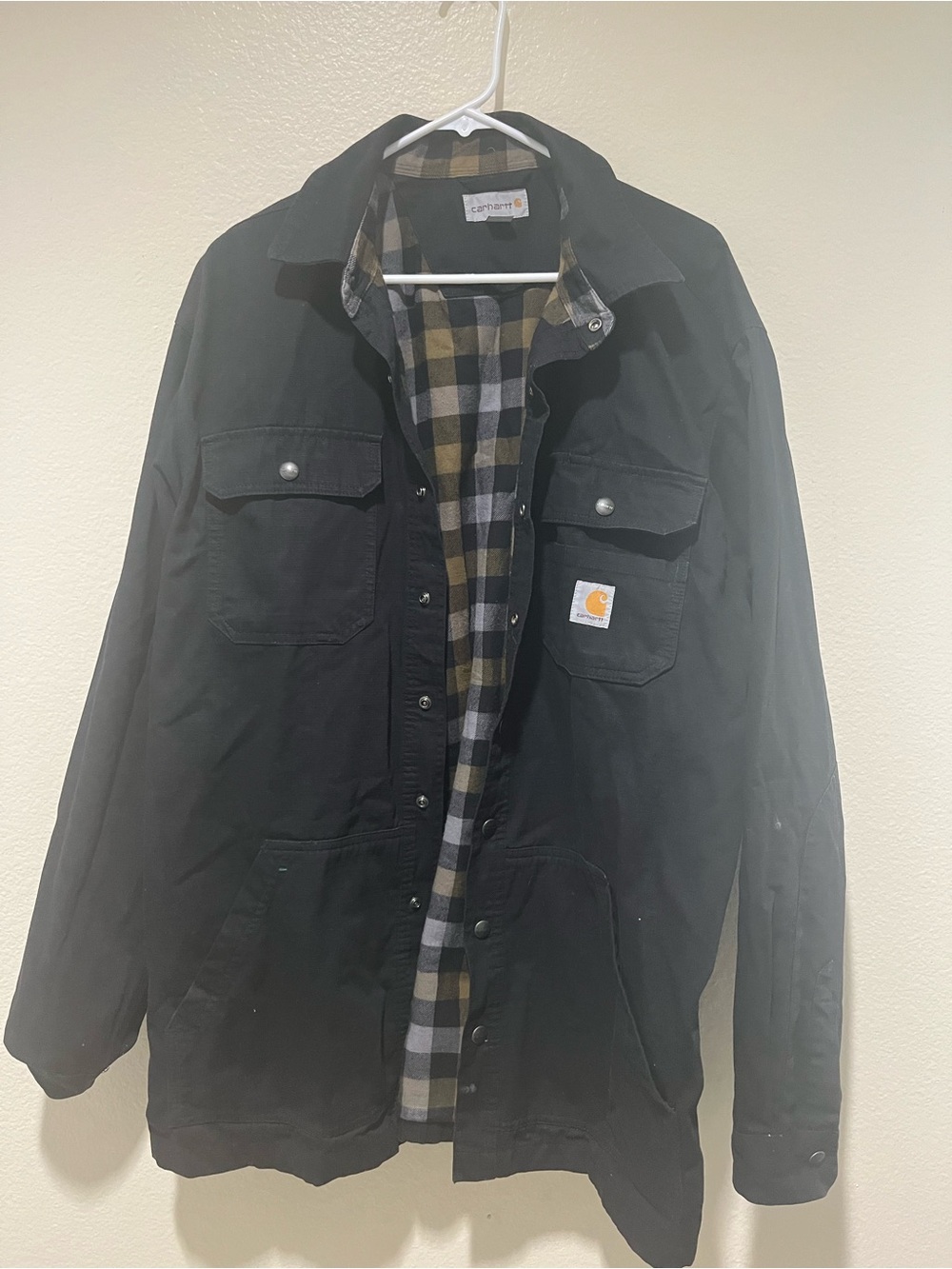 Carhartt Black Duck Chore Jacket with Plaid Lining